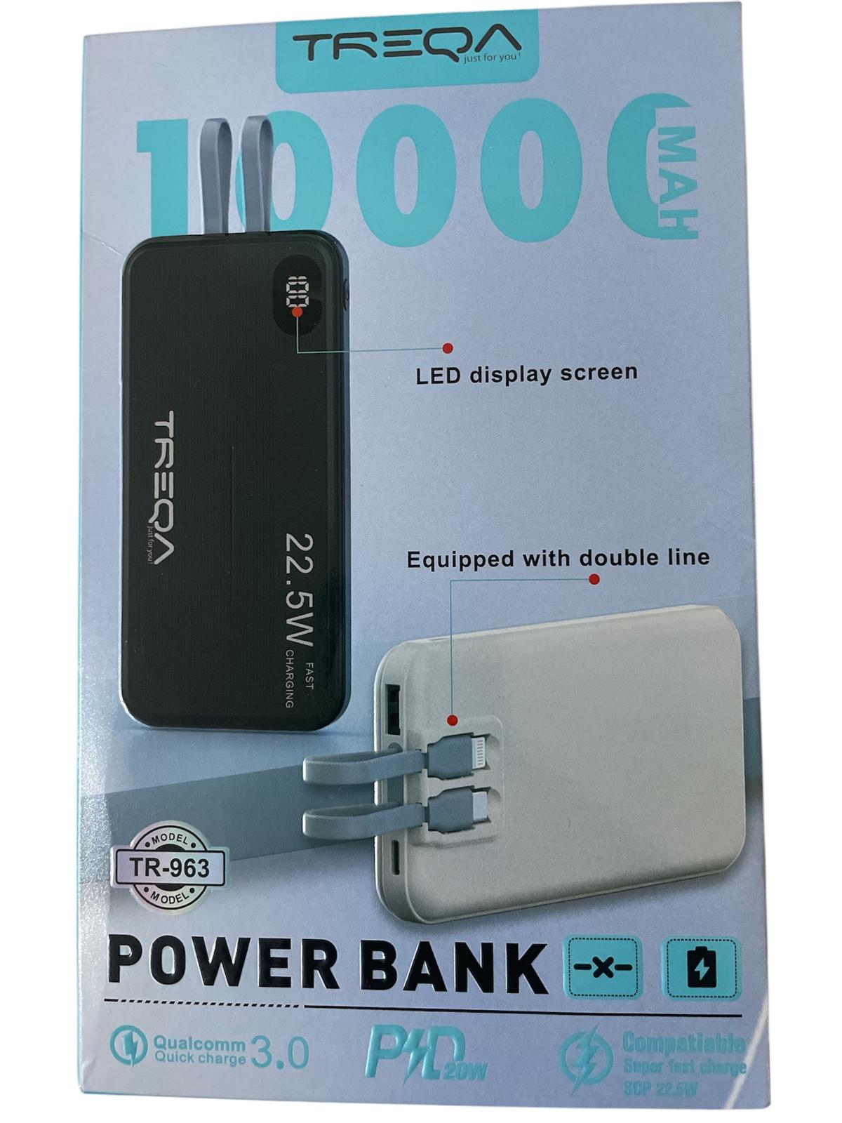 Baterie externa, 10.000 mAh, două cabluri,TYP-C, IOS.