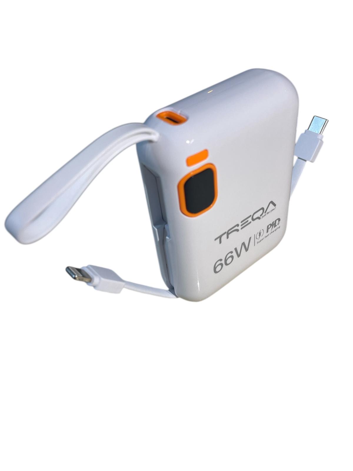 Baterie externa, 2 CABLU: X1 Lightning, X2 USB-C, 66W, incarcare rapida, 10000mAh