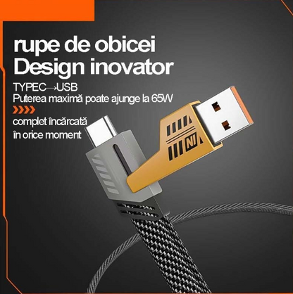 Cablu 4 in 1 Incarcare Ultra-Rapida si Tranfer de Date, USB, Type-C, Lighting (iPhone)