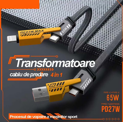 Cablu 4 in 1 Incarcare Ultra-Rapida si Tranfer de Date, USB, Type-C, Lighting (iPhone)