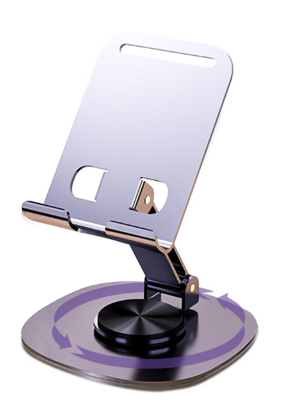 Suport telefon rotativ 360°, ajustabil, portabil,argint, pentru birou si calatorii