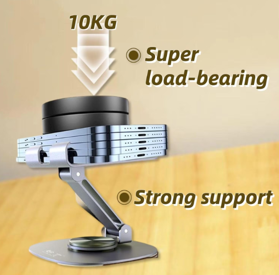 Suport telefon rotativ 360°, ajustabil, portabil,argint, pentru birou si calatorii