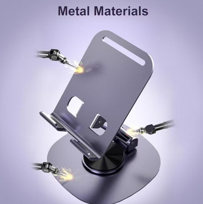 Suport telefon rotativ 360°, ajustabil, portabil,argint, pentru birou si calatorii
