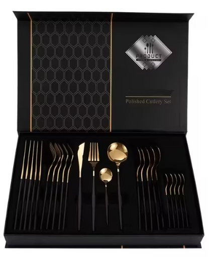 Set tacamuri in stil portughez 24 piese, otel inoxidabil,4 variante de colori