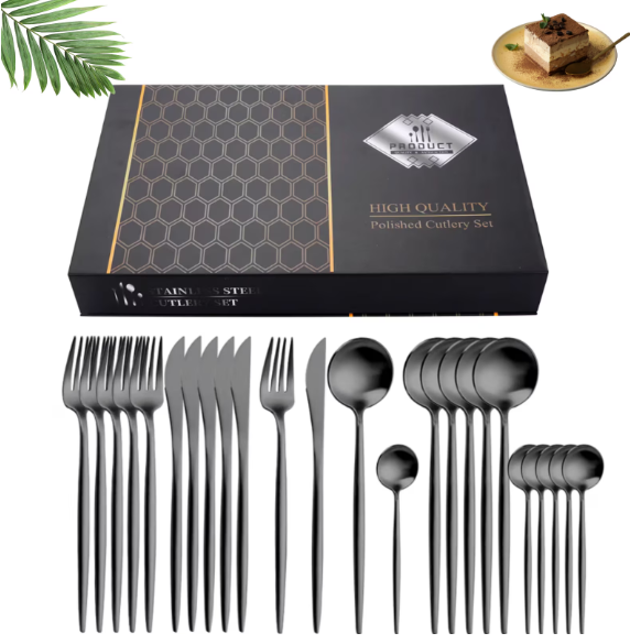 Set tacamuri in stil portughez 24 piese, otel inoxidabil,4 variante de colori