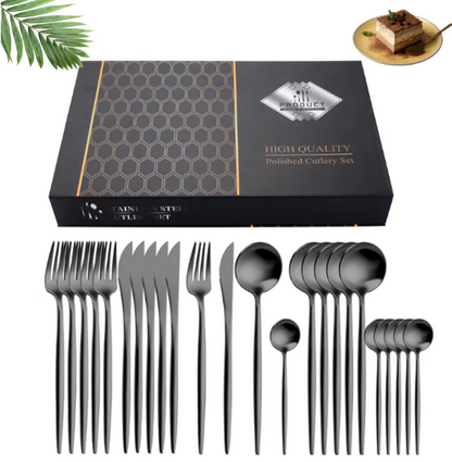 Set tacamuri in stil portughez 24 piese, otel inoxidabil,4 variante de colori