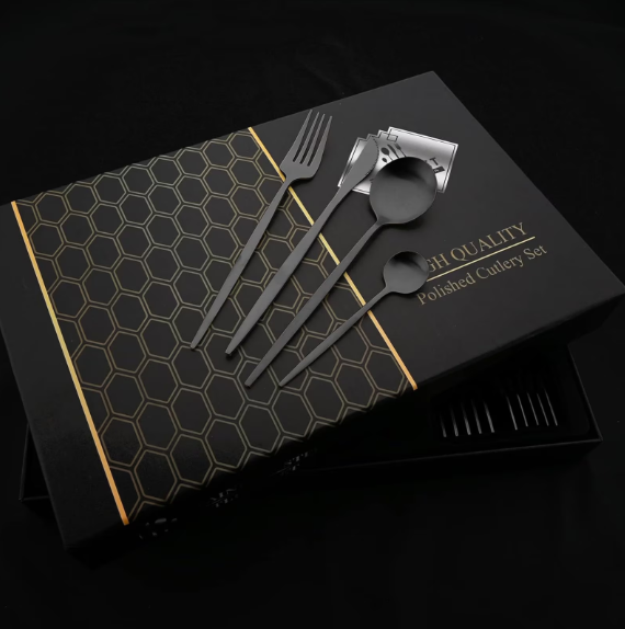 Set tacamuri in stil portughez 24 piese, otel inoxidabil,4 variante de colori