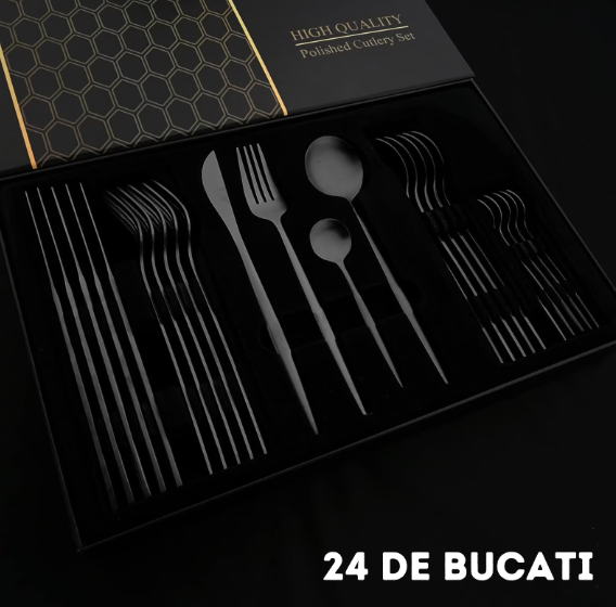 Set tacamuri in stil portughez 24 piese, otel inoxidabil,4 variante de colori