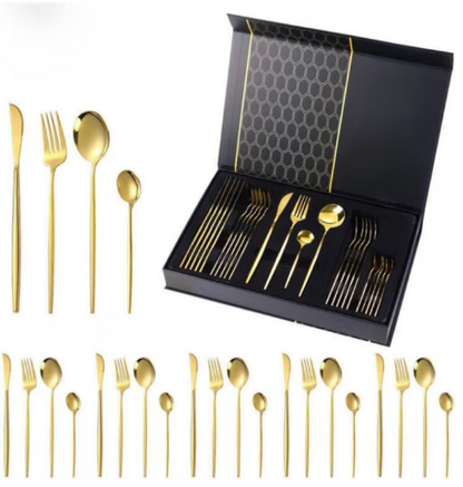 Set tacamuri in stil portughez 24 piese, otel inoxidabil,4 variante de colori