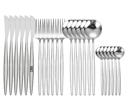 Set tacamuri in stil portughez 24 piese, otel inoxidabil,4 variante de colori