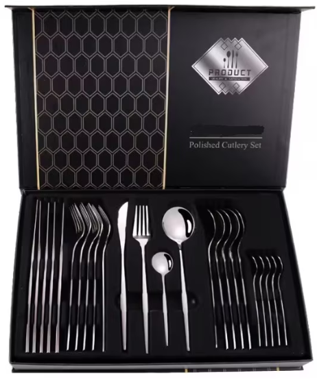 Set tacamuri in stil portughez 24 piese, otel inoxidabil,4 variante de colori