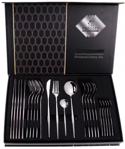 Set tacamuri in stil portughez 24 piese, otel inoxidabil,4 variante de colori