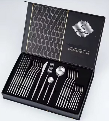 Set tacamuri in stil portughez 24 piese, otel inoxidabil,4 variante de colori