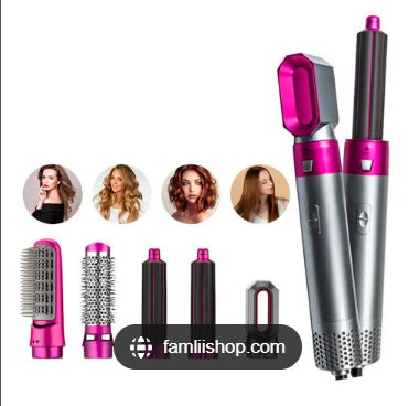 Perie electrica pentru volum cu aer cald, Yulinland®, Multifunctionala, 5 in 1, 1000W, Uscare, Ondulare, Indreptare si Coafat Parul, 3 Trepte de Temperatura, Portabila, Cutie Depozitare, Capete Interschimbabile, Rosu Trandafir