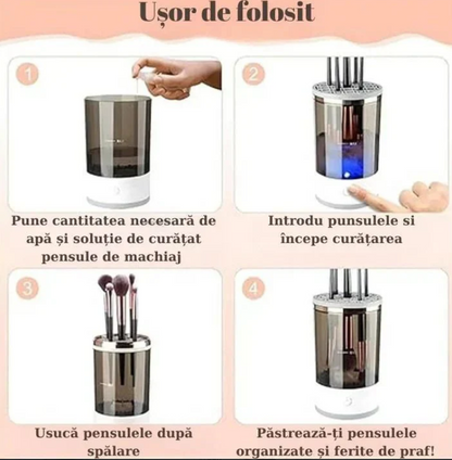 Aparat de Curatat pensule de machiaj, Usuca Rapid, Portabil, Alimentare USB, Uz casnic, Ideal pentru make-up artisti, 2-in-1, spalare si uscare