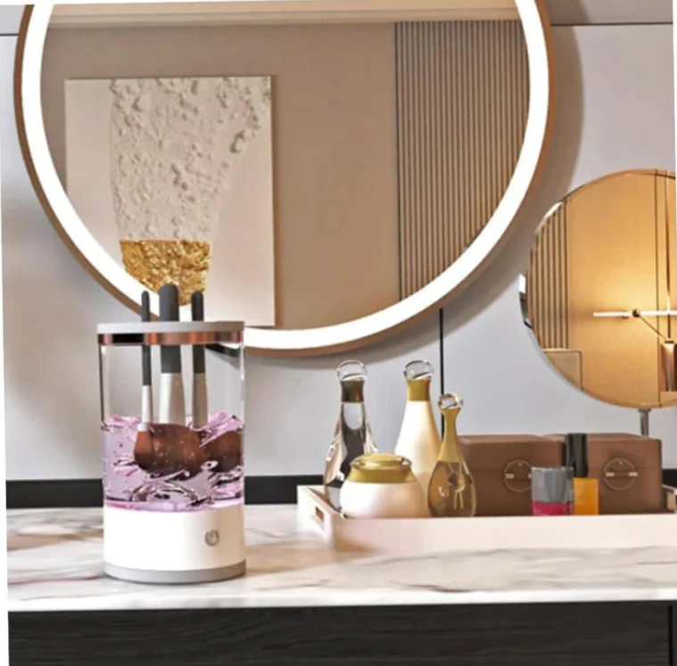 Aparat de Curatat pensule de machiaj, Usuca Rapid, Portabil, Alimentare USB, Uz casnic, Ideal pentru make-up artisti, 2-in-1, spalare si uscare