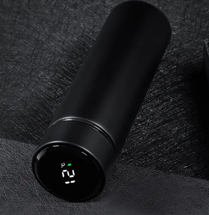 Termos smart cu afisaj led , afisarea temperaturii, pastreaza bautura fierbinte sau rece timp de 12 ore, otel inoxidabil, capacitate 500 ml Negru