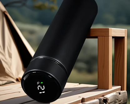 Termos smart cu afisaj led , afisarea temperaturii, pastreaza bautura fierbinte sau rece timp de 12 ore, otel inoxidabil, capacitate 500 ml Negru