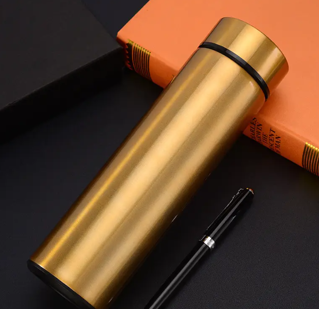 Termos smart cu afisaj led , afisarea temperaturii,  pastreaza bautura fierbinte sau rece timp de 12 ore, otel inoxidabil, capacitate 500 ml Auriu