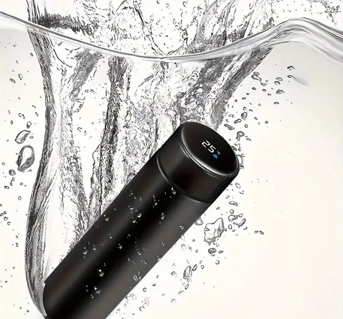 Termos smart cu afisaj led , afisarea temperaturii, pastreaza bautura fierbinte sau rece timp de 12 ore, otel inoxidabil, capacitate 500 ml Negru