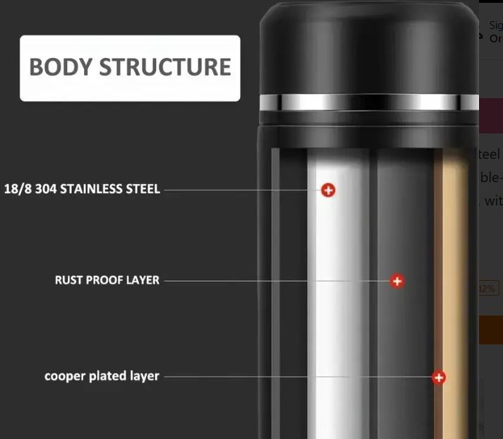 Termos smart cu afisaj led , afisarea temperaturii, pastreaza bautura fierbinte sau rece timp de 12 ore, otel inoxidabil, capacitate 500 ml Negru