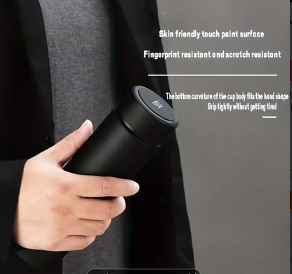 Termos smart cu afisaj led , afisarea temperaturii, pastreaza bautura fierbinte sau rece timp de 12 ore, otel inoxidabil, capacitate 500 ml Negru