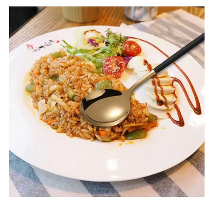 Set tacamuri in stil portughez 24 piese, otel inoxidabil, auriu/negru