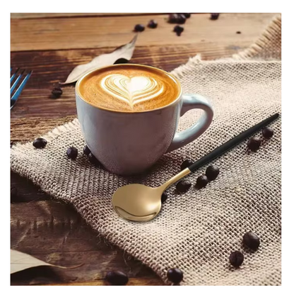 Set tacamuri in stil portughez 24 piese, otel inoxidabil, auriu/negru