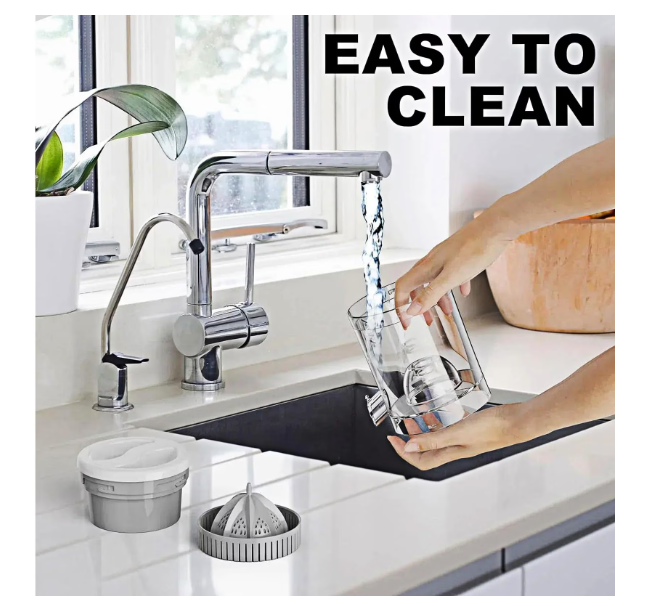 Storcator electric de citrice portabil, 45W, alb-turcoaz, capacitate 500ml, cu cablu USB si perie de curatare