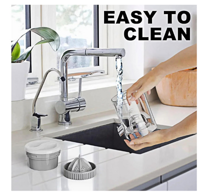 Storcator electric de citrice portabil, 45W, alb-turcoaz, capacitate 500ml, cu cablu USB si perie de curatare