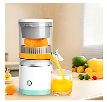 Storcator electric de citrice portabil, 45W, alb-turcoaz, capacitate 500ml, cu cablu USB si perie de curatare