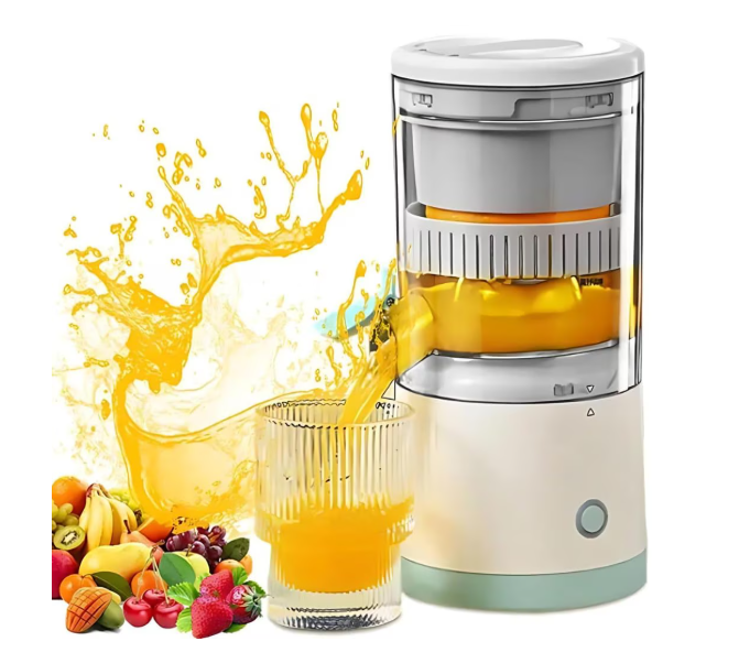 Storcator electric de citrice portabil, 45W, alb-turcoaz, capacitate 500ml, cu cablu USB si perie de curatare