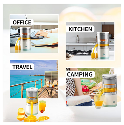 Storcator electric de citrice portabil, 45W, alb-turcoaz, capacitate 500ml, cu cablu USB si perie de curatare