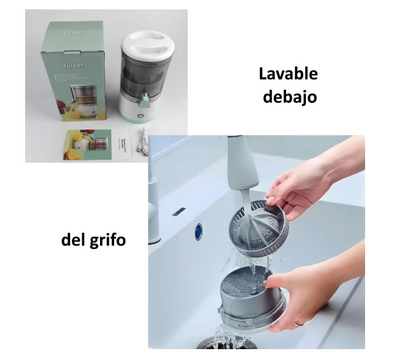 Storcator electric de citrice portabil, 45W, alb-turcoaz, capacitate 500ml, cu cablu USB si perie de curatare