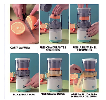 Storcator electric de citrice portabil, 45W, alb-turcoaz, capacitate 500ml, cu cablu USB si perie de curatare