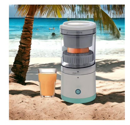 Storcator electric de citrice portabil, 45W, alb-turcoaz, capacitate 500ml, cu cablu USB si perie de curatare
