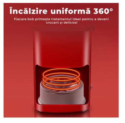 Aparat cu Aer Cald de facut Popcorn , fara Ulei, 3min Preparare 1200W, Recipient dozator Boabe, Rosu
