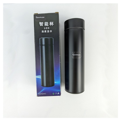Termos smart cu afisaj led , afisarea temperaturii, pastreaza bautura fierbinte sau rece timp de 12 ore, otel inoxidabil, capacitate 500 ml Negru
