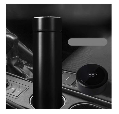 Termos smart cu afisaj led , afisarea temperaturii, pastreaza bautura fierbinte sau rece timp de 12 ore, otel inoxidabil, capacitate 500 ml Negru