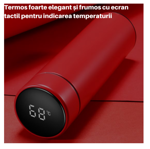 Termos smart cu afisaj LED , Afisarea Temperaturii, Pastreaza Bautura Fierbinte sau Rece timp de 12 ore, Otel Inoxidabil, Capacitate 500 ml