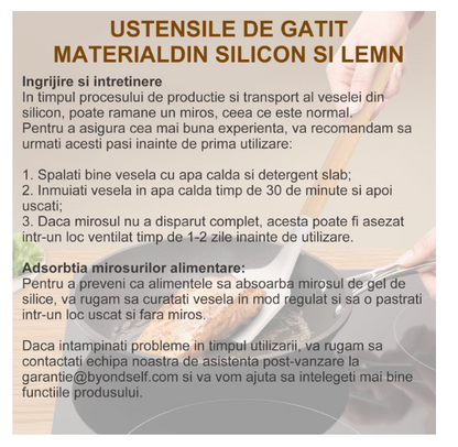 Set 12 ustensile bucatarie, Lemn/Silicon, Suport inox, Antiaderente, Termorezistente bej