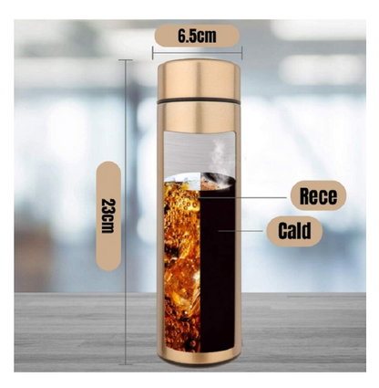 Termos smart cu afisaj led , afisarea temperaturii,  pastreaza bautura fierbinte sau rece timp de 12 ore, otel inoxidabil, capacitate 500 ml Auriu
