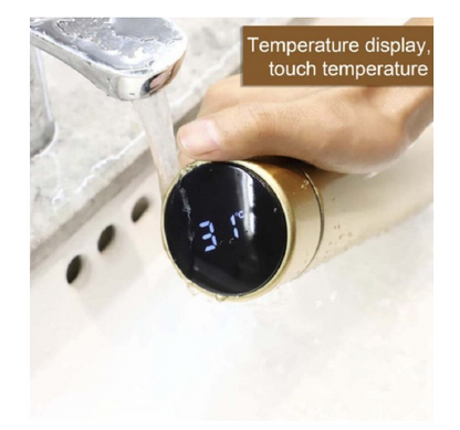 Termos smart cu afisaj led , afisarea temperaturii,  pastreaza bautura fierbinte sau rece timp de 12 ore, otel inoxidabil, capacitate 500 ml Auriu