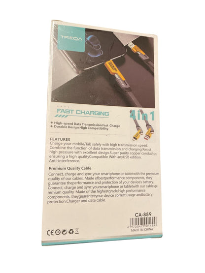 Cablu 4 in 1 Incarcare Ultra-Rapida si Tranfer de Date, USB, Type-C, Lighting (iPhone)