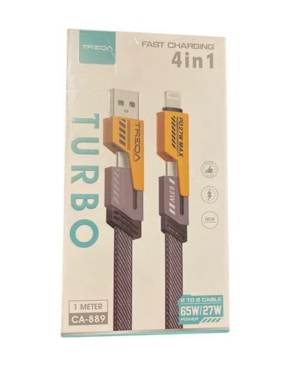 Cablu 4 in 1 Incarcare Ultra-Rapida si Tranfer de Date, USB, Type-C, Lighting (iPhone)